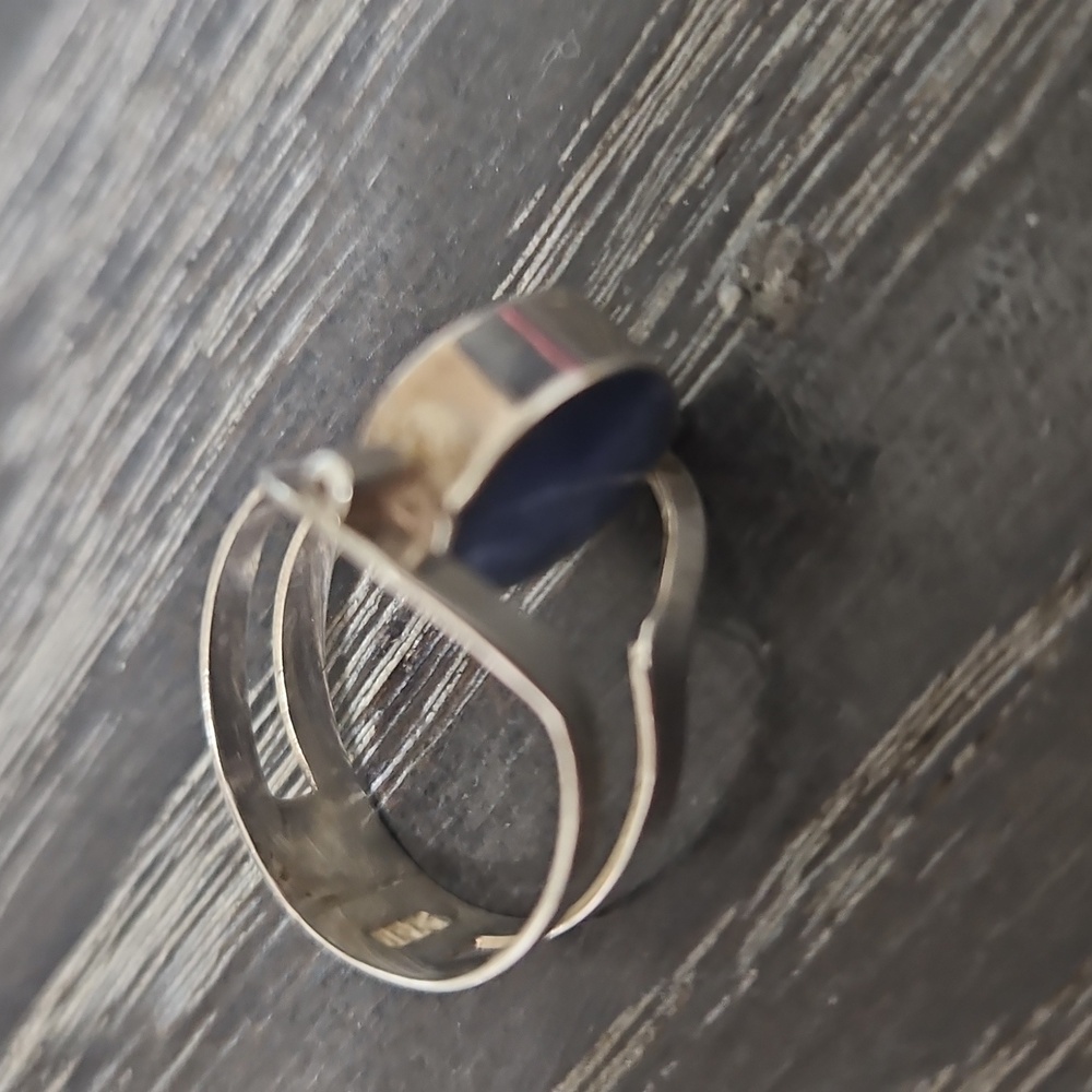 Silver Blue/Green Reversible Ring 7 - Picture 3 of 4